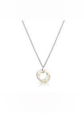Two-Tone Interlocking Ring Pendant Necklace - Women's Gold & Silver Jewelry